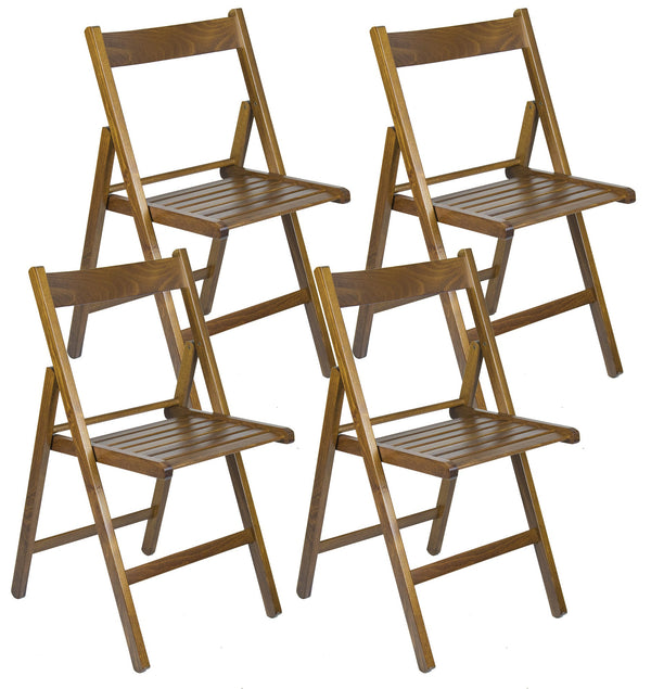 prezzo Lot de 4 Chaises Pliantes 47,5x42,5x45/79 cm en Bois de Hêtre Noyer FSC