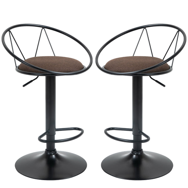 Lot de 2 Tabourets de Bar 51x46x78/100 cm en Métal Noir et Marron prezzo
