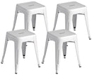 Set 4 Sgabelli Bassi Impilabili 39x39x46 cm in Lamiera Galvanizzata Avorio