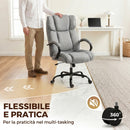 Sedia Ufficio Ergonomica 71x80x110-118A cm Portata 220kg Girevole in Tessuto Effetto Lino Grigio Chiaro      