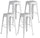 Lot de 4 Tabourets Empilables 44x44x77 cm en Tôle Galvanisée Ivoire