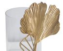 Portacandele Leaf 17x12x21 cm in Ferro e Vetro Oro