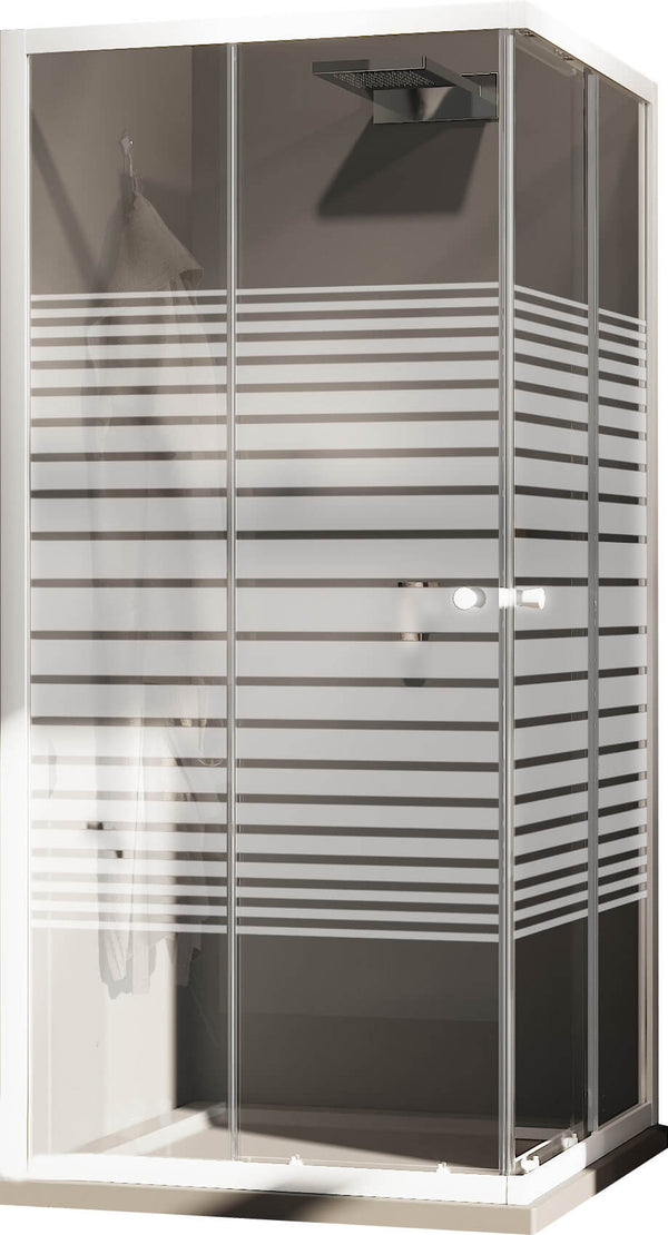 Cabine de Douche d'Angle 2 Portes Coulissantes en Cristal Sérigraphié 4mm H185 Fosterberg Tonder Blanc Différentes Tailles online