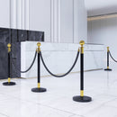 Colonnine Segnapercorso con Corda Vellutata Base Riempibile in Acciaio Inox Ø32x96 cm Nero e Oro 