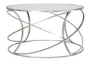 Tavolo da Caffé Saturn Ø80x45 cm in Ferro e Specchio e MDF Argento