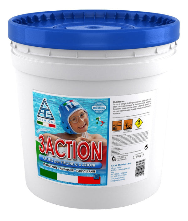 acquista Chlore en Pastilles de 200gr 3 Actions Algues pour Piscines 5 Kg Cag Chimique 3ACTION
