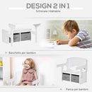 Cassapanca Banchetto Scuola per Bambini 2 in 1 60x43x57 cm con 2 Cassetti Bianca