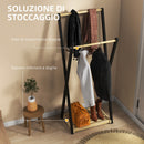 Appendiabiti da Terra con 2 Barre e Ripiano Inferiore Design Moderno 61x45x152 cm in Legno 