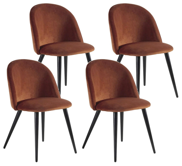 Lot de 4 Chaises Rembourrées 49x52x79 cm en Bronze et Velours Noir online