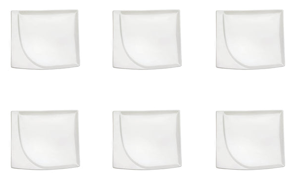 Set de 6 Assiettes Snack Rectangulaires 20,5x18x1,5 cm en Porcelaine Allluminique Kaleidos Aluxina Bianchi sconto
