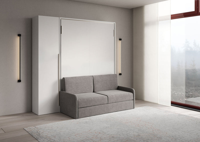 Letto Matrimoniale A Scomparsa 160 Versia Con Divano E Armadio 1 Anta Sx Bianco      