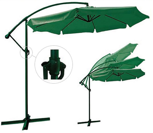 online Parasol de Jardin Rond Décentralisé Ø3 m Structure Acier Vert Bauer