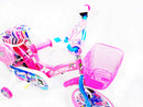 Bicicletta per Bambina 12" 2 Freni con Cestino e Borse Laterali Rosa e Bianca
