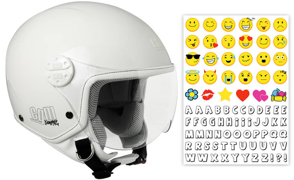 acquista Casque Demi-Jet Enfant CGM Havana Smile 205S Visière Contour Blanc