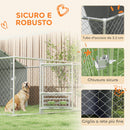 Recinto per Cani Taglia Media e Grande fino a 3 kg 400x230x150 cm Porta Ciotole Girevole Argento   