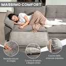 Divano 3 Posti Angolare con Chaise Longue e Pouf Contenitore Rivestimento in Ciniglia Grigio   