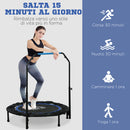 Mini Trampolino Fitness Ø102 cm Regolabile in Altezza Pieghevole con Manubrio Blu   