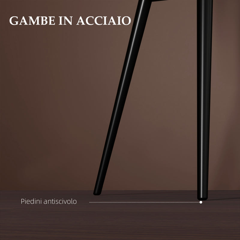 Set 2 Sedie Imbottite Stile Nordico 54x57x80 cm Tessuto Effetto Velluto Marrone 