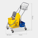 Carrello Pulizie Professionale con Strizzatore Secchio 25L e Ripiano Blu e Giallo 