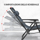 Set 2 Sedie Sdraio a Gravità Zero Pieghevoli e Tavolino Grigio    