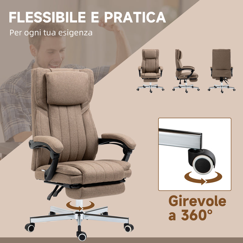 Sedia Operativa da Ufficio Massaggiante con Poggiapiedi e Telecomando 65x61x105-113 cm Marrone 