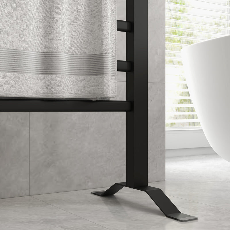 Scaldasalviette Elettrico da Terra o Parete 150W Timer 2-4 Ore 53x35x90 cm Nero