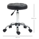 Sgabello Girevole Rotondo con Ruote Ø35,5x51-67 cm Altezza Regolabile in Similpelle Nero
