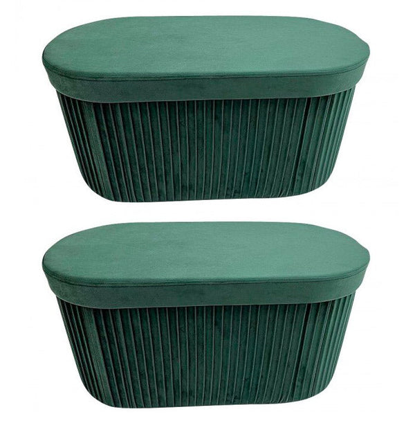 Lot de 2 poufs de rangement Jocelyn 76x38x38 cm en velours vert online
