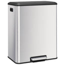 Pattumiera a Pedale 2x30 L 52,5x37,5x66 cm con Secchi Estraibili e Coperchio Soft-Close in Acciaio Inox Argento      