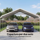 Carport Garage Portatile 500x600x310 cm 2 Posti Auto in Acciaio Galvanizzato Crema      