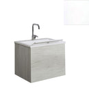 Mobile Lavatoio Sospeso Vasca Zeus in MineralMarmo Apertura a Cassettone 60x48x50 cm Bianco Latte