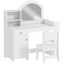 Set Toeletta Trucco per Bambine 88,6x38,8x96,9 cm con Specchio Sedia Luce LED Armadietto Scaffali e Libreria in MDF Bianco      