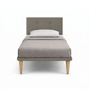 Letto Singolo con Rete Rivestita Similpelle Cappuccino Tessis Testata Button Varie Misure