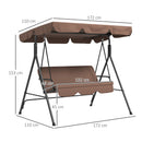 Dondolo da Giardino a 3 Posti con Cuscini 172x110x153 cm Marrone e Nero 