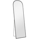 Specchio da Terra e Parete Moderno con Supporto Pieghevole 50x170 cm in Lega di Alluminio Nero      