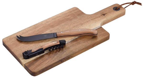 prezzo Service Vins et Fromages 1 Couteau 1 Tire Bouchon 1 Planche à Charcuterie en Bois