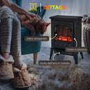 Camino Elettrico da Terra 41.5x28x54 cm 2000W Effetto Fiamma Nero 
