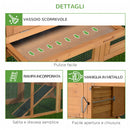 Pollaio Gabbia per Galline da Esterno con Zona di Corsa e Nido in Legno 190x81x103 cm 