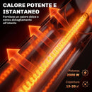 Stufa Elettrica a Infrarossi Oscillante 2000 W 29,5x29,5x84 cm con Telecomando in Alluminio Nero      
