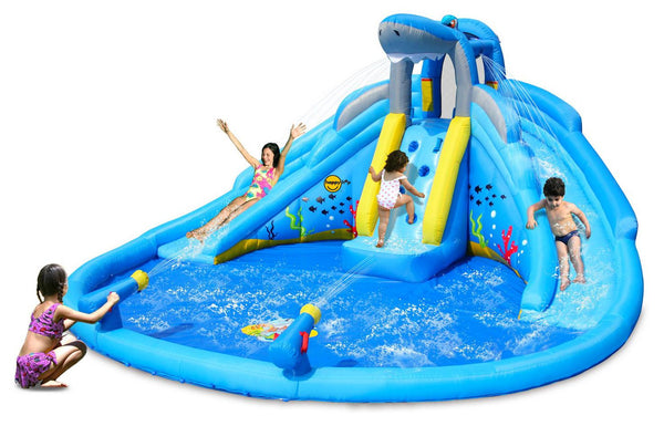 prezzo Château de carrousel aquatique gonflable Shark Splash Center avec pompe Happy Hop