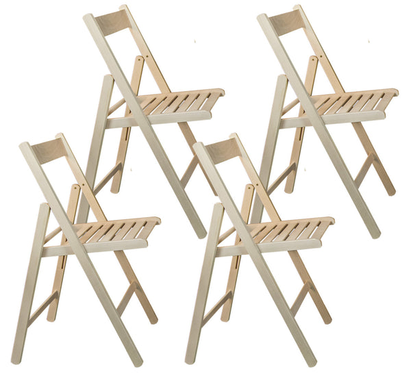 sconto Lot de 4 Chaises Pliantes 47,5x42,5x45/79 cm en Bois de Hêtre Brut FSC
