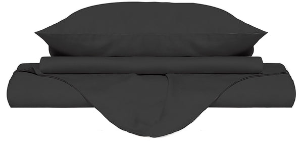 Housse de couette double avec sac et taies d'oreiller couleur unie gris foncé prezzo