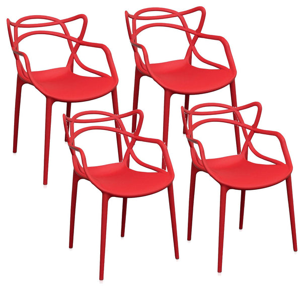 Lot de 4 chaises Sveva polypropylène rouge 55x54x82 cm online