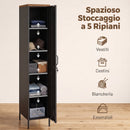Armadio in Metallo 35x46x183 cm con Ripiani Regolabili Nero      