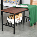 Set Tavolo 2 Sedie e Panca in Metallo e Legno Nero e Marrone