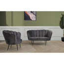 Poltrona a conchiglia Orel 75x80x75 cm in velluto grigio