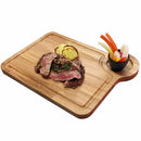 Vassoio Piatto Tagliete da Portata 45x30cm in Legno di Faggio con Porta Salse