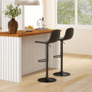 Set 2 Sgabelli da Bar con Schienale e Altezza Regolabile in Pelle PU Nero  