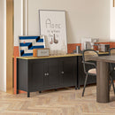 Mobile Contenitore 120x40x70 cm con 2 Armadietti a 2 Ripiani Regolabili su 3 Altezze in MDF Nero e color Legno      
