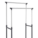 Stand Appendiabiti Doppio con Ruote Stender Regolabile in Altezza 80x40x160cm